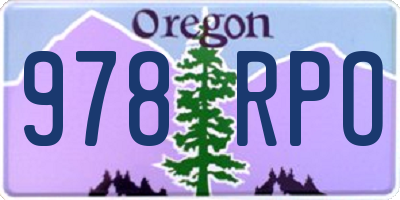 OR license plate 978RPO