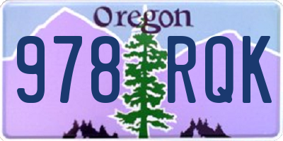 OR license plate 978RQK