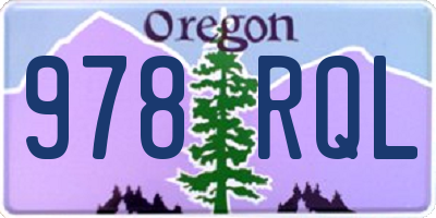 OR license plate 978RQL