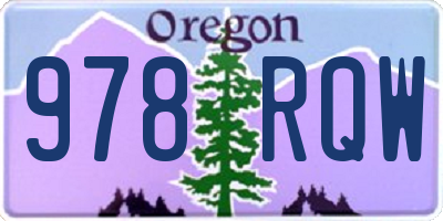 OR license plate 978RQW