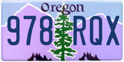 OR license plate 978RQX