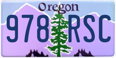 OR license plate 978RSC