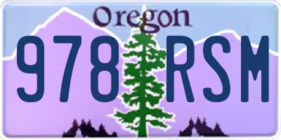 OR license plate 978RSM