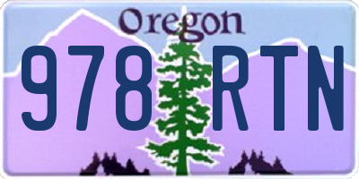 OR license plate 978RTN