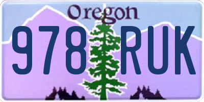 OR license plate 978RUK
