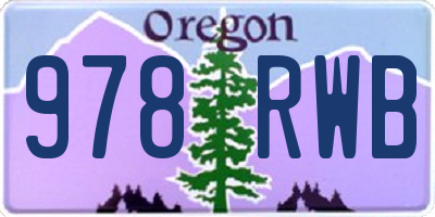 OR license plate 978RWB