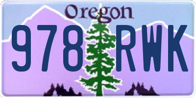 OR license plate 978RWK