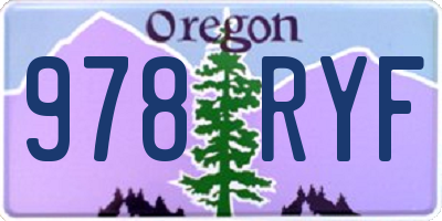 OR license plate 978RYF