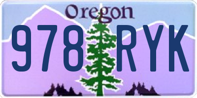 OR license plate 978RYK