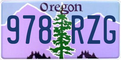 OR license plate 978RZG