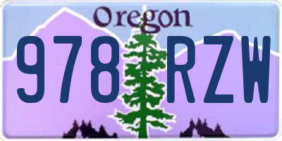 OR license plate 978RZW