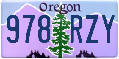 OR license plate 978RZY