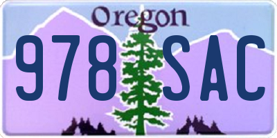 OR license plate 978SAC