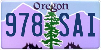 OR license plate 978SAI