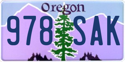 OR license plate 978SAK