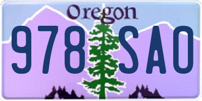 OR license plate 978SAO