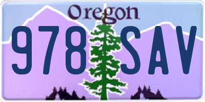 OR license plate 978SAV