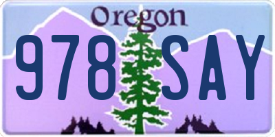 OR license plate 978SAY
