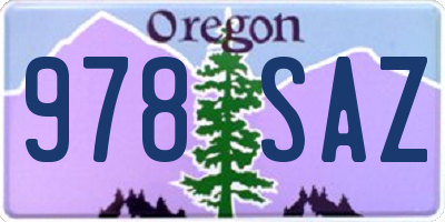 OR license plate 978SAZ