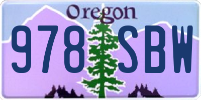 OR license plate 978SBW