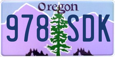 OR license plate 978SDK
