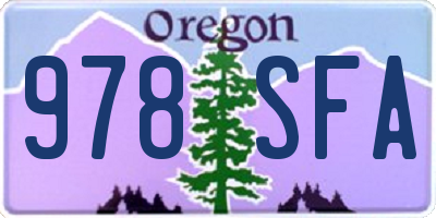 OR license plate 978SFA
