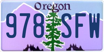 OR license plate 978SFW