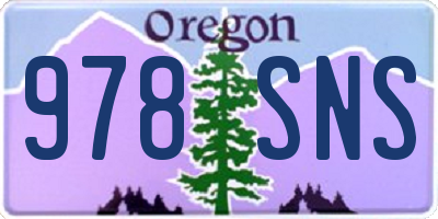 OR license plate 978SNS