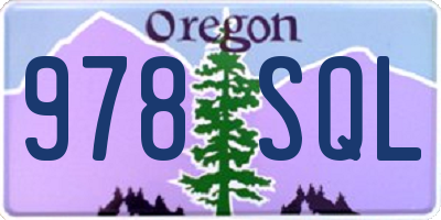 OR license plate 978SQL