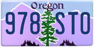 OR license plate 978STO