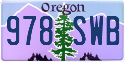 OR license plate 978SWB