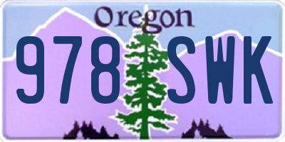 OR license plate 978SWK