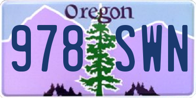 OR license plate 978SWN