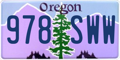 OR license plate 978SWW