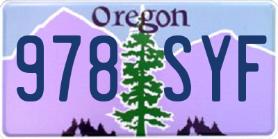 OR license plate 978SYF