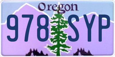 OR license plate 978SYP
