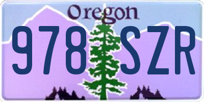 OR license plate 978SZR