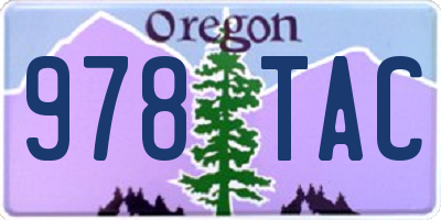 OR license plate 978TAC
