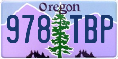 OR license plate 978TBP