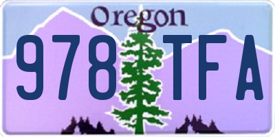 OR license plate 978TFA