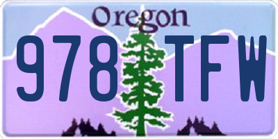 OR license plate 978TFW