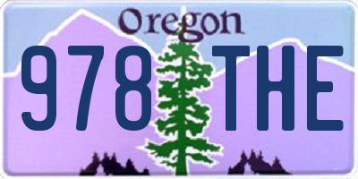 OR license plate 978THE