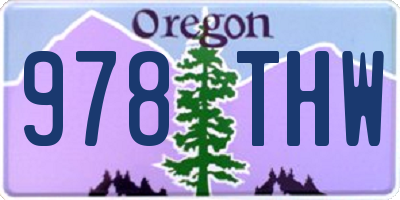 OR license plate 978THW