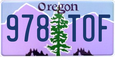 OR license plate 978TOF