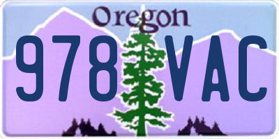 OR license plate 978VAC