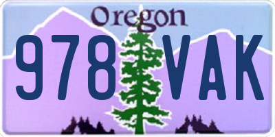 OR license plate 978VAK
