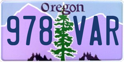 OR license plate 978VAR