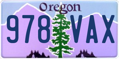 OR license plate 978VAX