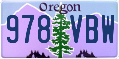 OR license plate 978VBW