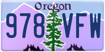 OR license plate 978VFW